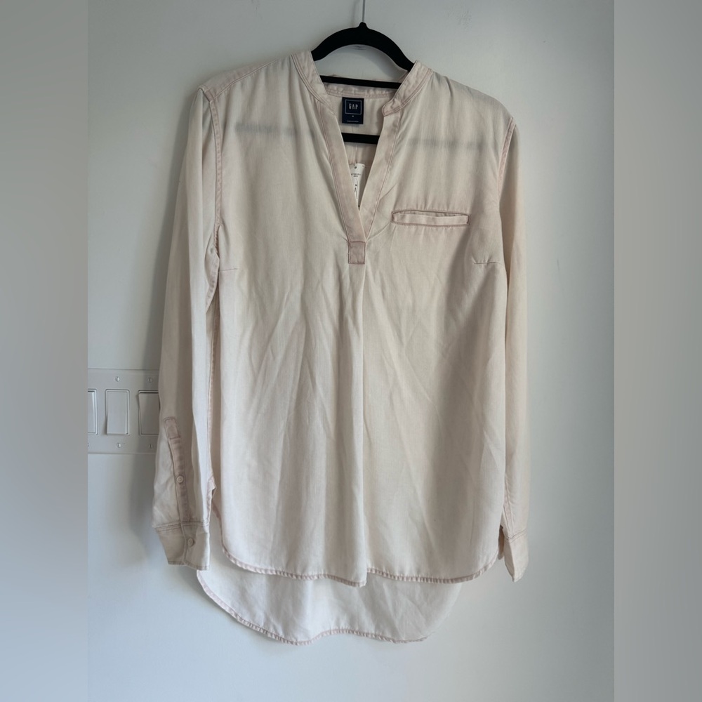 GAP Women’s Tunic Split Round Neck Long Sleeve HI-Low Hem Blush Pink‎ Size M NEW